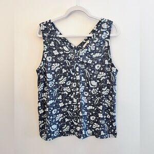 LOFT Floral Print V-Neck Sleeveless Top